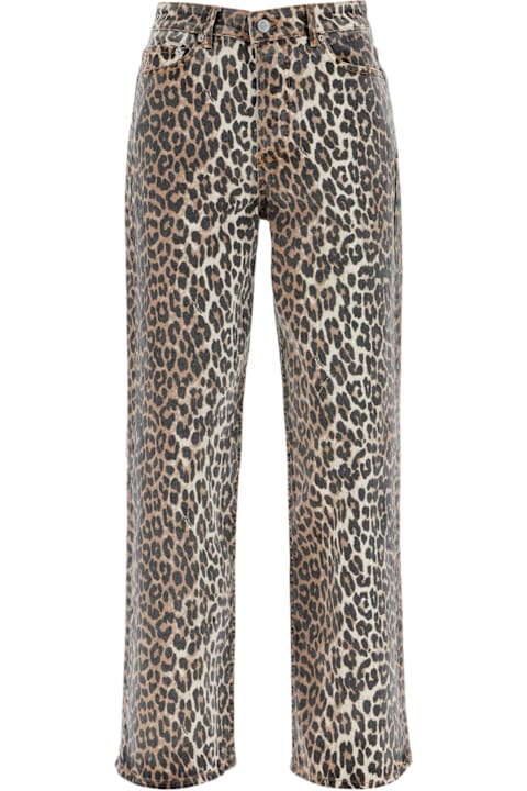 Homeware Ganni Printed Stretch Denim Wide-leg Jeans