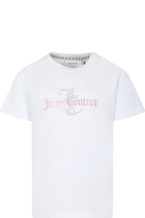 Juicy Couture for Girls Juicy Couture White T-shirt For Girl With Logo And Strass