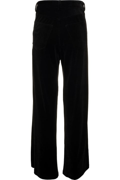 Black Straight Pants In Velvet Man Balenciaga