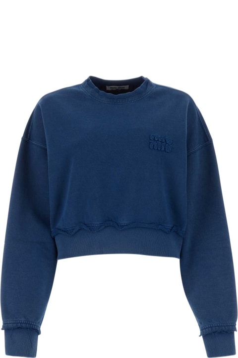 Clothing for Women Miu Miu Blue Cotton Sweatshirt