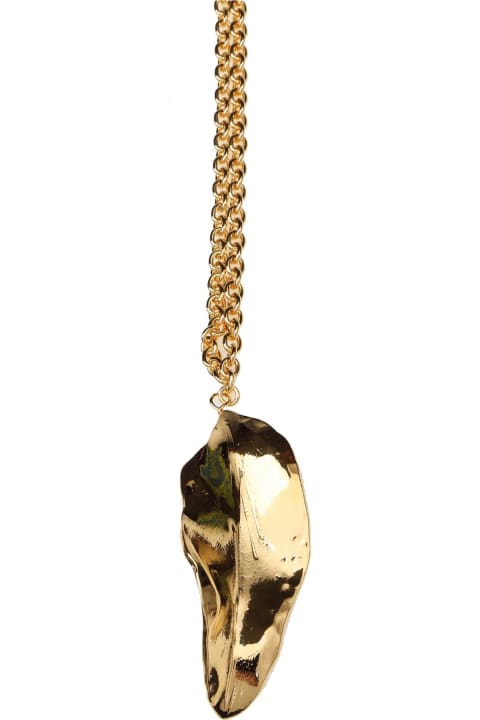 ウィメンズ ネックレス Marni Gold Metal Necklace With Leaf Pendant