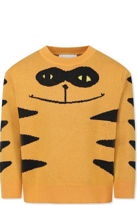 خصم على أولاد Stella McCartney Kids Orange Sweater For Boy With Cat