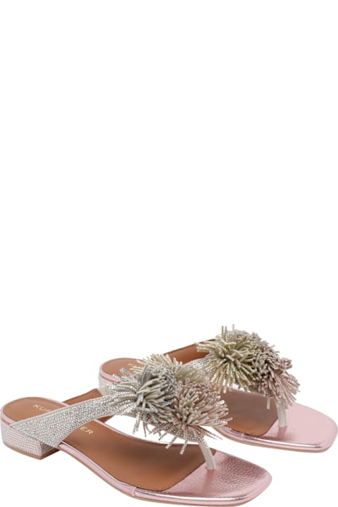Kurt Geiger Pom Pom T-bar Flat Sandals
