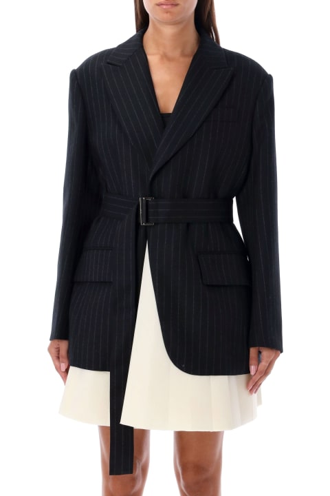 Sacai Coats & Jackets for Women Sacai Chalk Stripe X Suiting Bonding Jacket