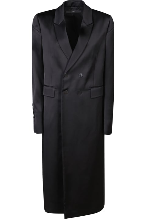 Sapio Coats & Jackets for Women Sapio Sapio Double-breasted Viscose Satin Coat In Black