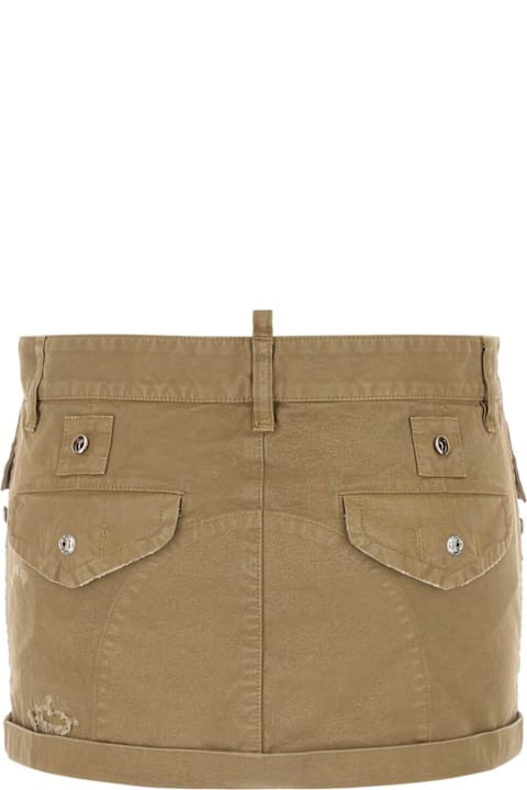 Homeware Dsquared2 Khaki Canvas Mini Skirt