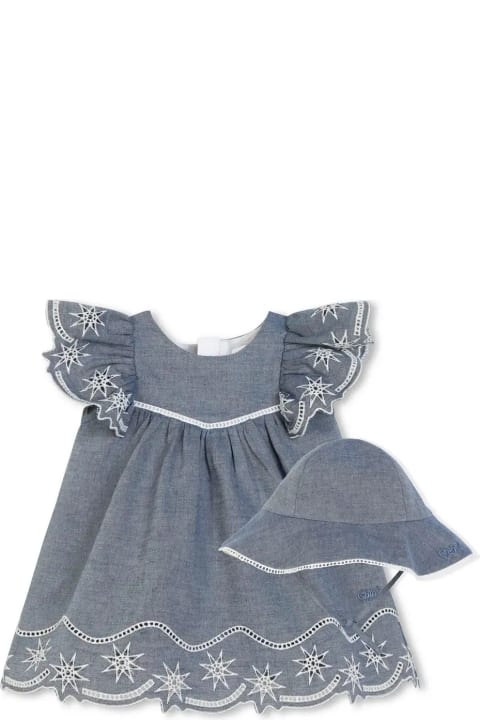 Chloé Bodysuits & Sets for Baby Girls Chloé Blue Denim Dress With Hat