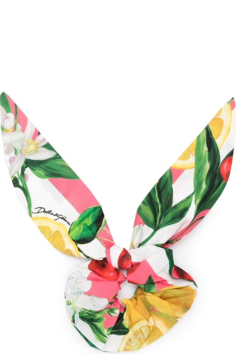 Fashion for Baby Girls Dolce & Gabbana Scrunchie With Lemon And Cherry Print
