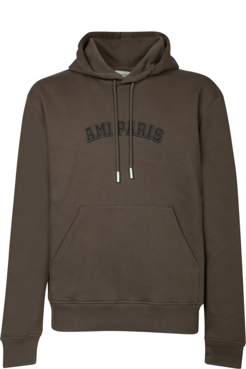 سترات صوف وبدل رياضية لـ القسم الرجالي Ami Alexandre Mattiussi Logo Brown Hoodie