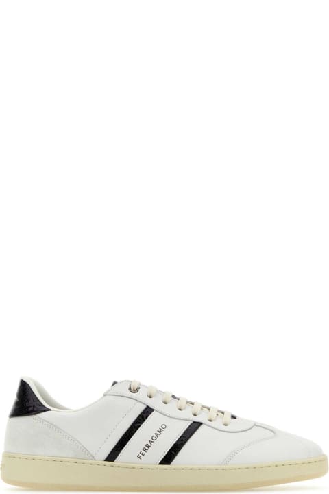 メンズ Ferragamoのシューズ Ferragamo White Leather And Suede Sneakers