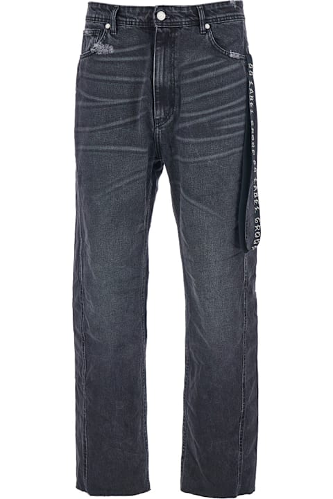 44 Label Group for Women 44 Label Group Black Jeans With Logo Patch On The Rear And Side Strap With Logo In Denim Man