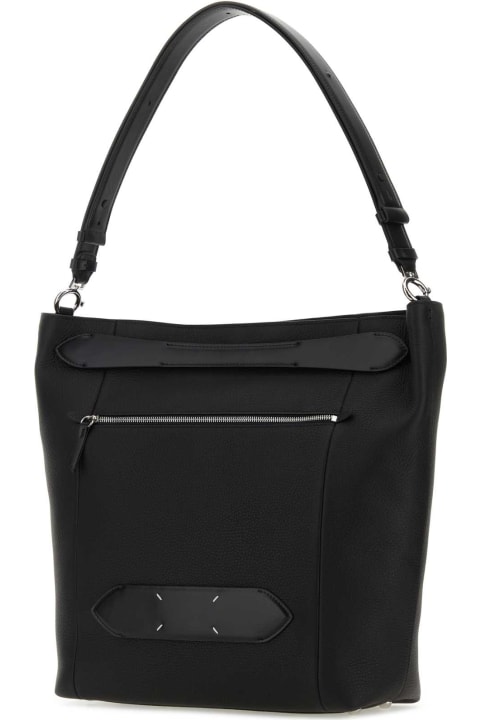 Totes for Women Maison Margiela Black Leather Soft 5ac Shopping Bag