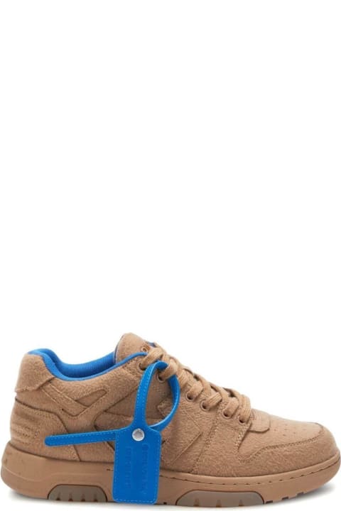 'out Of Office' Camel Brown Sneakers In Wool Man Off-white