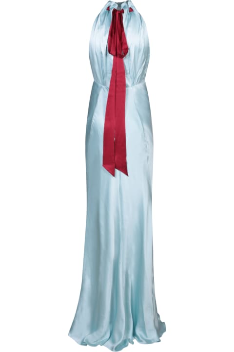 Saloni Clothing for Women Saloni Light Blue Halter Long Dress