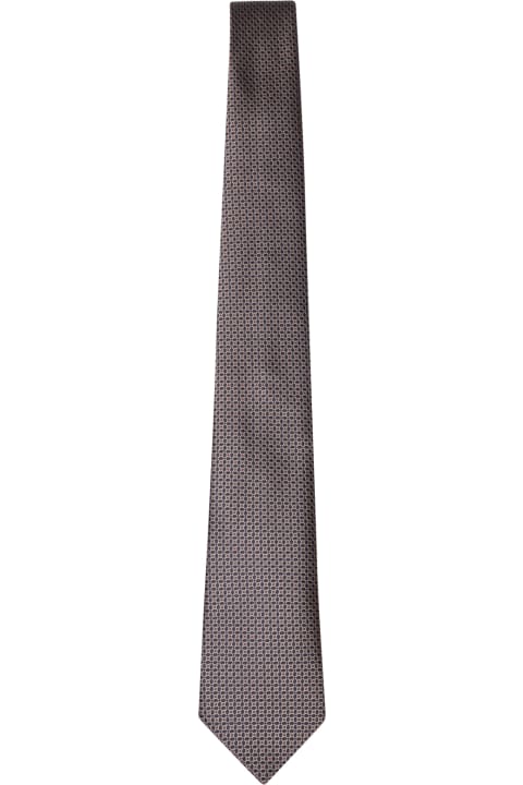 Ties for Men Canali Circles Pattern Beige/black Tie