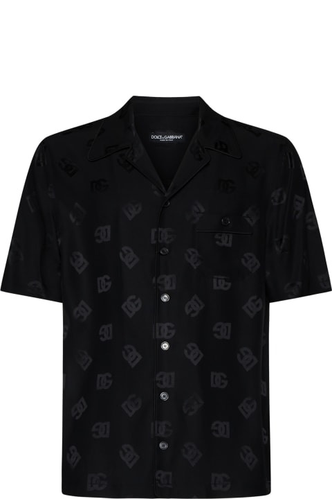メンズ Dolce & Gabbanaのウェア Dolce & Gabbana Silk Jacquard Shirt With Dg Monogram Print