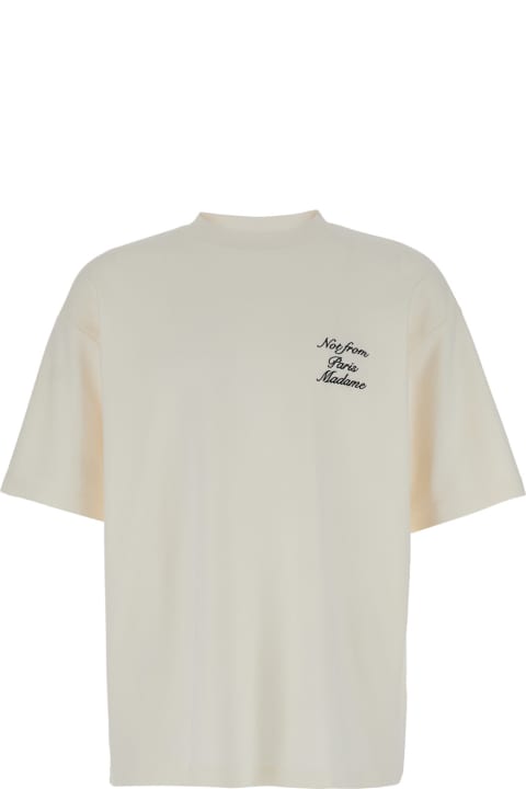 Drôle de Monsieur Men Drôle de Monsieur White Crew Neck T-shirt With Print In Cotton Man