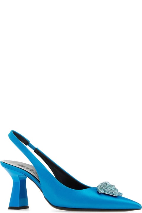 Versace High-Heeled Shoes for Women Versace Turquoise Satin Pumps