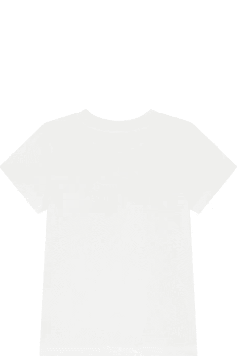 Missoni قمصان بياقة دائرية وقمصان البولو لـ بنات Missoni White T-shirt With Rhinestone Logo