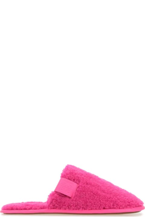Fashion for Women Loewe Fluo Pink Pile Slippers