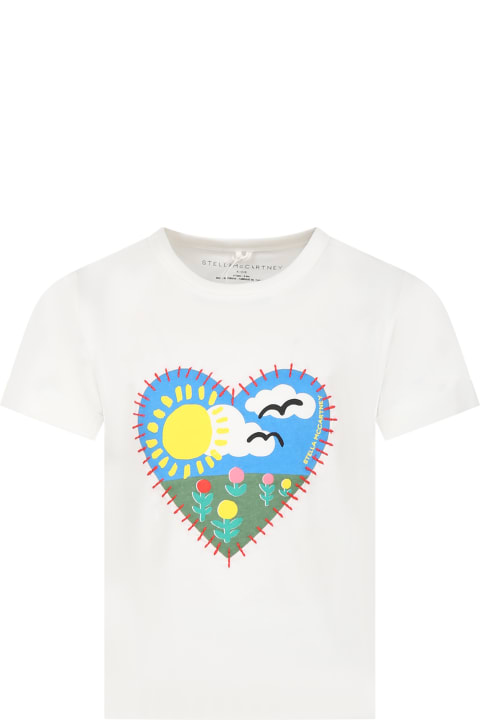 Stella McCartney Kids Stella McCartney Kids White T-shirt For Girl With Heart And Logo