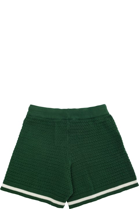Homeware Mini Rodini Green Shorts With Elastic Waist And Drawstring In Cotton Crochet Boy