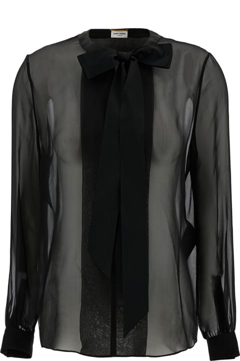 Saint Laurent Clothing for Women Saint Laurent Bow Necktie Silk Blouse