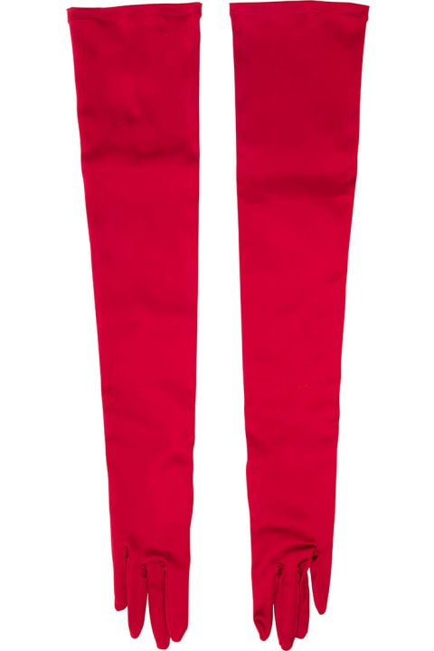 Long Red Pull-on Gloves In Stretch Viscose Woman