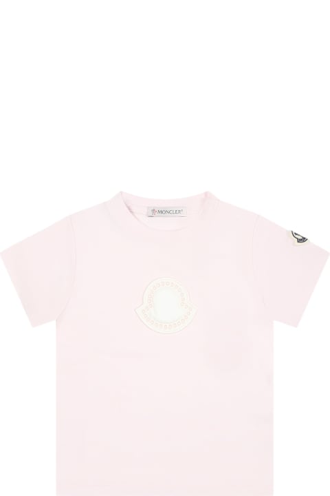 Fashion for Baby Girls Moncler Pink T-shirt For Baby Girl With Logo