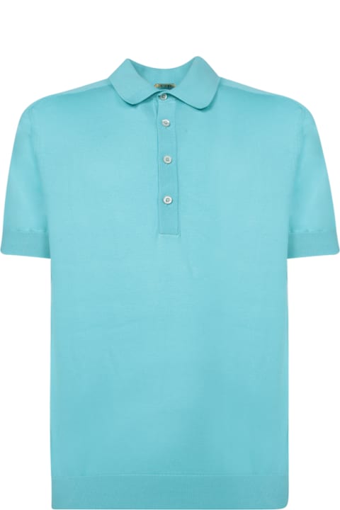 Moorer ملابس علوية لـ القسم الرجالي Moorer Turquoise Sea Island Cotton Polo