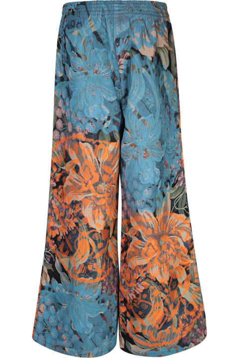 Rianna + Nina Pants & Shorts for Women Rianna + Nina Rianna + Nina Melina Light Blu And Orange Brocade Trousers
