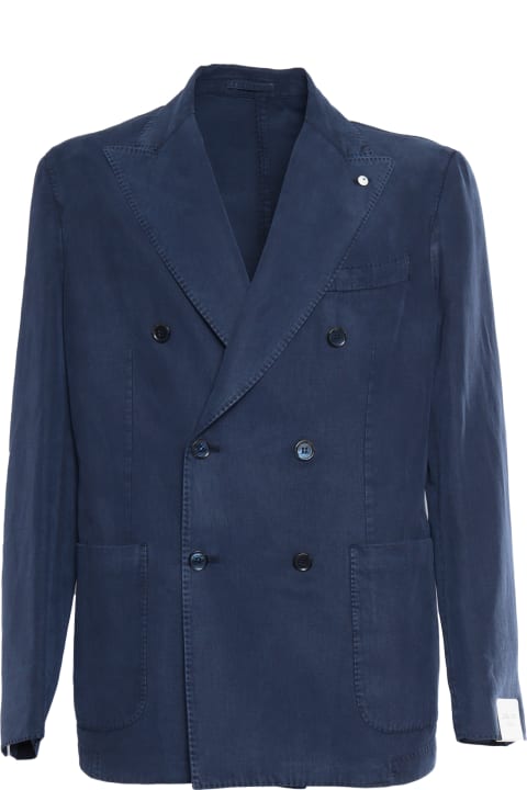 L.B.M. 1911 for Women L.B.M. 1911 Blue Double-breasted Blazer