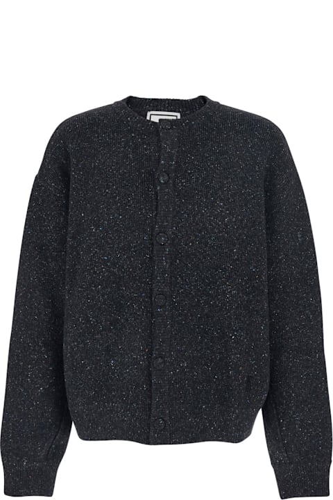 WOOYOUNGMI for Women WOOYOUNGMI Grey Crewneck Cardigan With Logo Detail On The Rear In Wool Blend Man