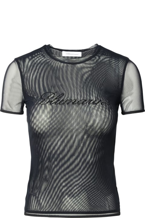ウィメンズ新着アイテム Blumarine Black Nylon Blend T-shirt Blumarine
