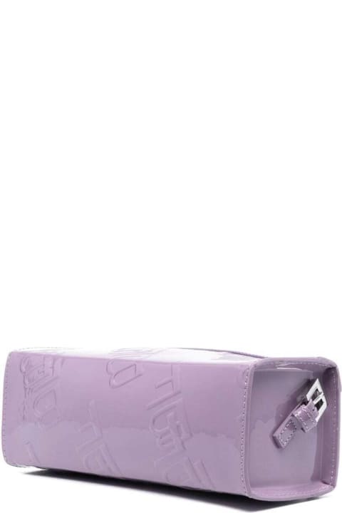 BY FAR Clutches for Women BY FAR Karo Lilac Patent Shoulder Bag With Embossed Logo All-over In Leather Woman