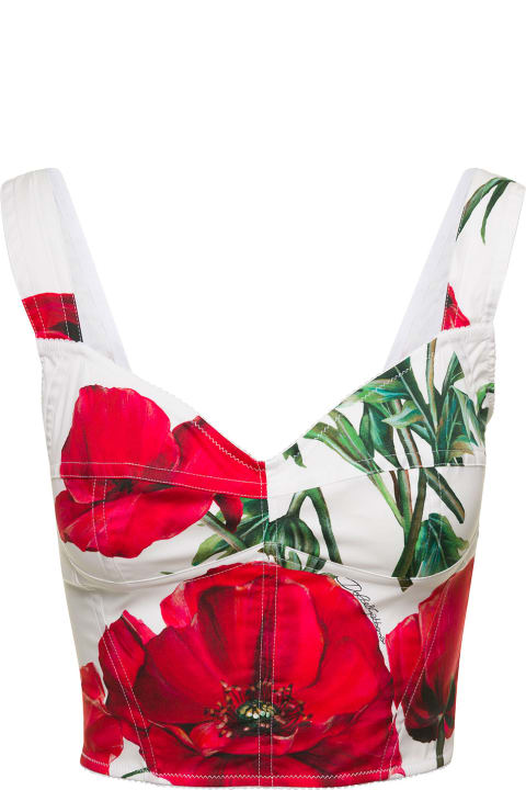 Poppies Printed Cotton Bustier Top