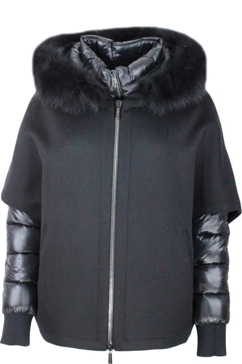 Moorer Coats & Jackets for Women Moorer 3-in-one Jacket Composed Of: Inner Duvet In Real Feathers And Outer Cape With Hood In Pure Cashmere And Fox Fur Trim