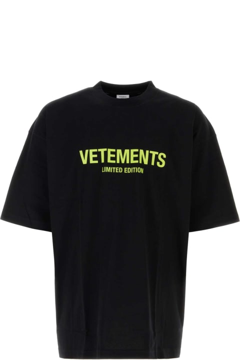 VETEMENTS Clothing for Men VETEMENTS Black Cotton T-shirt