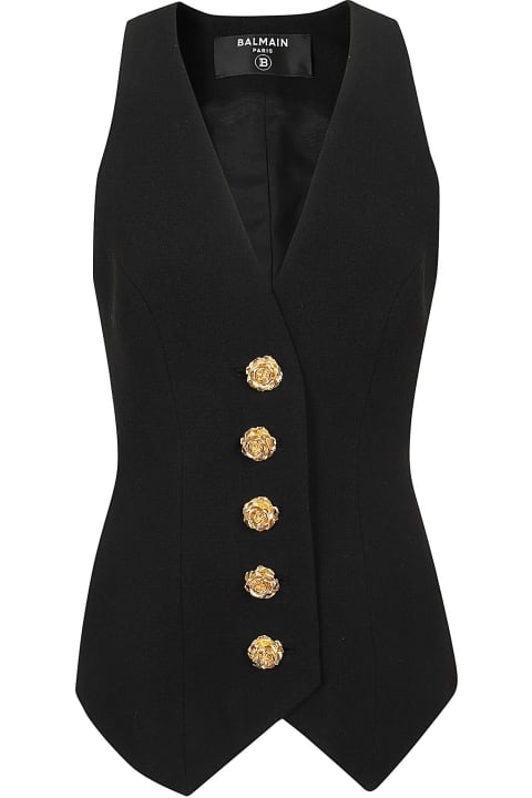 Coats & Jackets for Women Balmain Sl Buttoned Double Crepe Vest