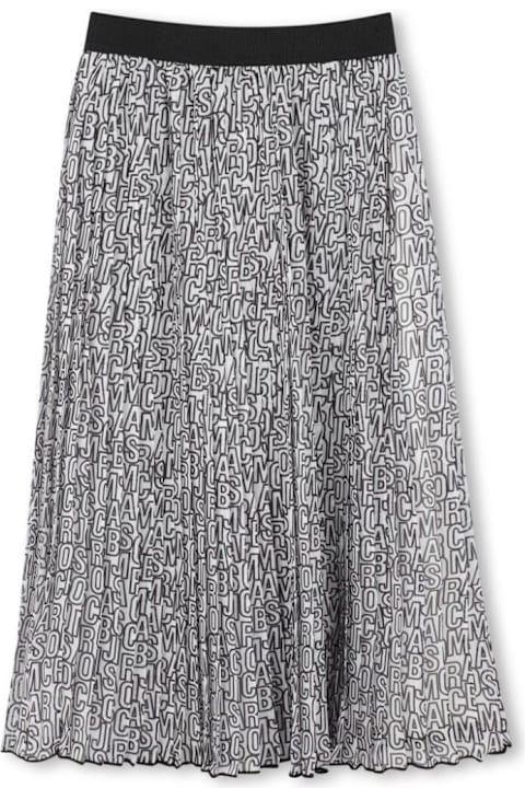 Sale for Kids Marc Jacobs Black Skirt With Elastic Waist And All-over Logo Lettering Print In Tech Fabric Girl