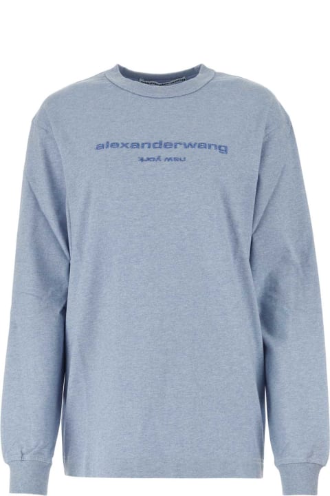 Alexander Wang Clothing for Women Alexander Wang Melange Light-blue Cotton Oversize T-shirt