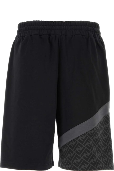 Fendi Pants for Men Fendi Black Cotton Blend Bermuda Shorts