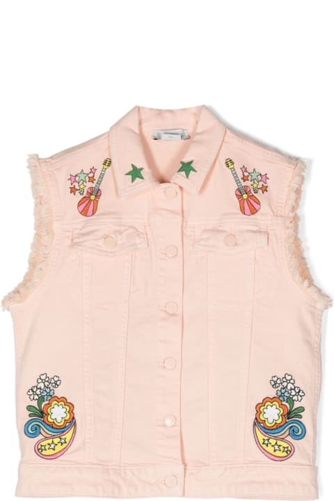 Stella McCartney Kids Stella McCartney Kids Pink Vest With Graphic Print In Stretch Cotton Girl