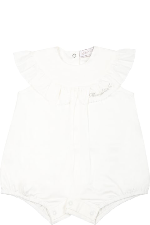 Fashion for Baby Girls Monnalisa Ivory Romper For Baby Girl With Logo