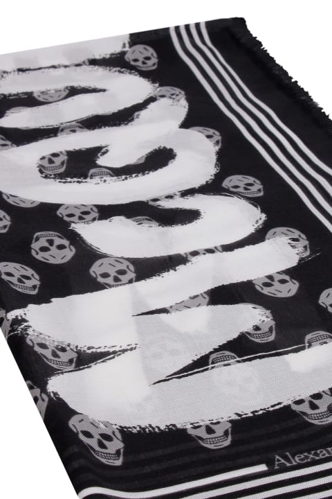 Alexander McQueen Scarves for Men Alexander McQueen Scarf With All-over Skull Print And Graffiti Logo