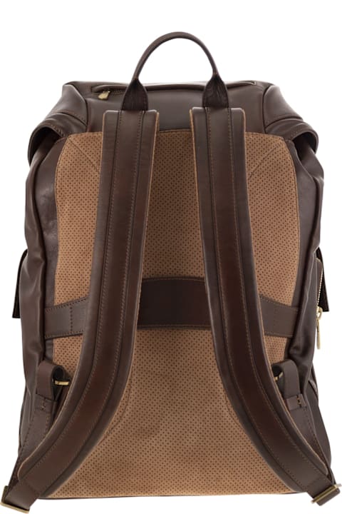 Brunello Cucinelli حقائب ظهر لـ القسم الرجالي Brunello Cucinelli Leather Backpack