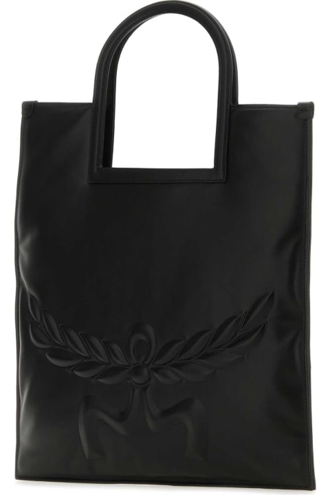 MCM Totes for Women MCM Black Nappa Leather Aren Shopping Bag