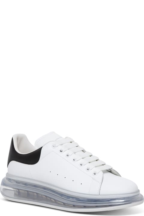 Alexander Mcqueen Man's Oversize White Leather Sneakers With Black Heel Tab
