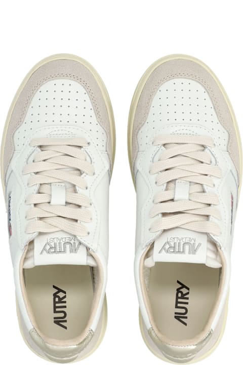 Homeware Autry Autry Medalist Leather And Suede Low Woman's Sneakers - White Gold