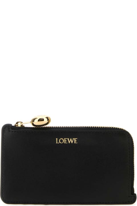 ウィメンズ新着アイテム Loewe Black Leather Card Holder